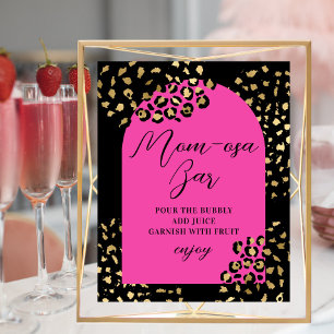 Póster Cartel de barra de Mom-osa con estampado de leopar