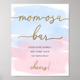 Póster Cartel de barra de Mom-osa dorada con acuarela ros