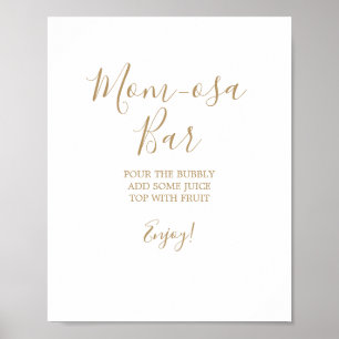 Póster Cartel de barra de Mom-osa dorado minimalista
