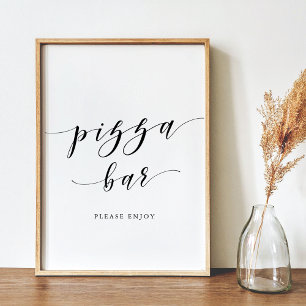 Póster Cartel de barra de pizza de boda con caligrafía mo