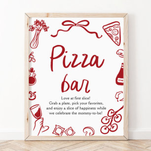 Póster Cartel de barra de pizza 'That's amore' dibujado a