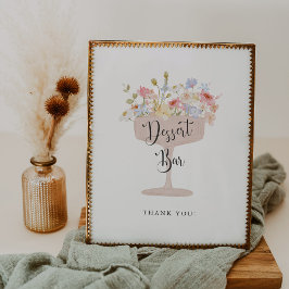 Póster Cartel de barra de postres con pétalos de champán 