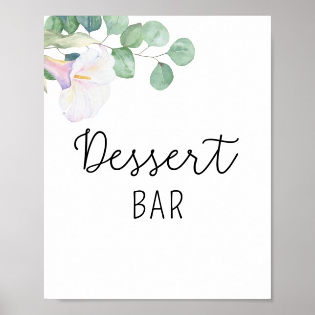Póster Cartel de barra de postres de cala y eucalipto (Frente)