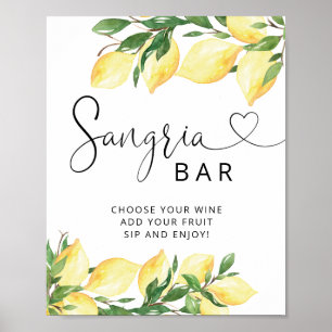 Póster Cartel de barra de sangría de limón elegante acuar