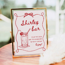 Cartel de barra de Shirley Temple dibujado a mano