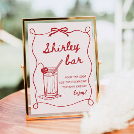 Póster Cartel de barra de Shirley Temple dibujado a mano