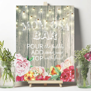 Póster Cartel de barra MOM-OSA para baby shower con flore