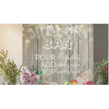 Cartel de barra MOM-OSA para baby shower con flore