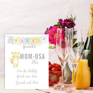 Póster Cartel de barra Mom-Osa para baby sprinkle con zor