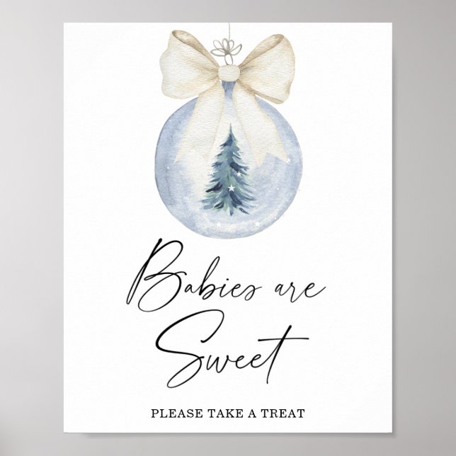 Póster Cartel de bebés dulces de acuarela de invierno (Frente)