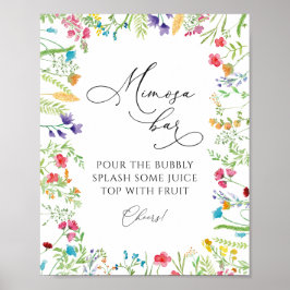 Póster Cartel de bebida de barra de Mimosa de flor silves