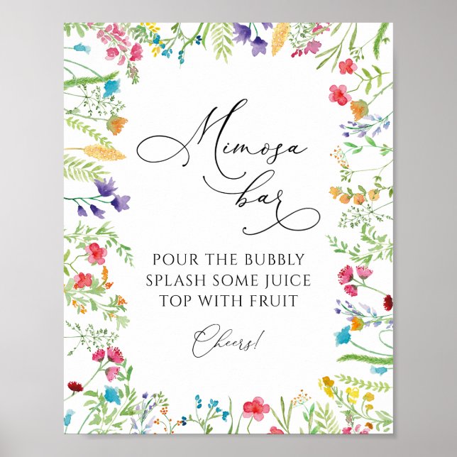 Póster Cartel de bebida de Mimosa de flores silvestres (Frente)