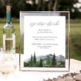 Póster Cartel de bebida emblemática de boda en la montaña