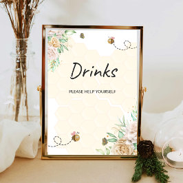 Póster Cartel de bebidas de abeja de acuarela ayudarse a 