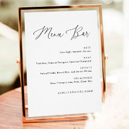 Póster Cartel de Bebidas de Boda con Caligrafía Mínima pa