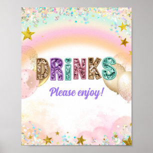 Póster Cartel de bebidas de cumpleaños doble con purpurin