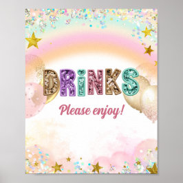 Póster Cartel de bebidas de cumpleaños doble con purpurin