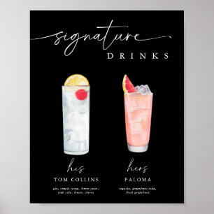 Póster Cartel de Bebidas de Firma Modernas para Boda