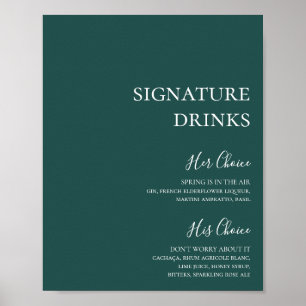 Póster Cartel de Bebidas de Firma Verde Oscuro