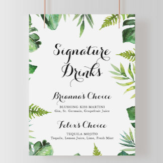 Póster Cartel de Bebidas Destacadas Tropicales Verdes de