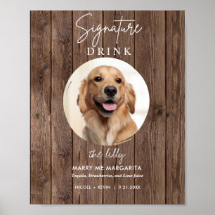 Póster Cartel de bebidas emblemáticas para boda de perro