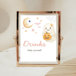 Póster Cartel de Bebidas para Baby Shower de Niña Rosa Pe