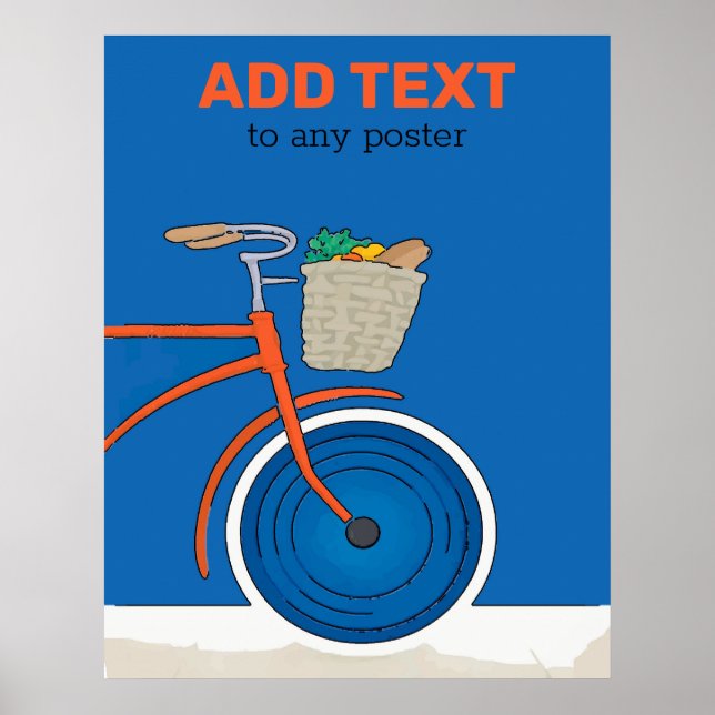 Póster Cartel de bicicleta antigua, añadir o editar texto (Frente)