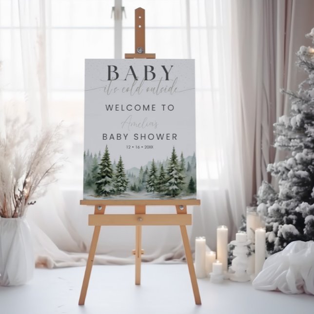 Póster Cartel de Bienvenida a Baby Shower de Invierno 'Ba (Subido por el creador)
