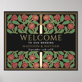 Póster Cartel de Bienvenida a la Boda Real Espada Floral