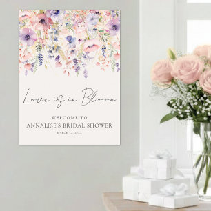 Póster Cartel de bienvenida a la ducha nupcial de flores