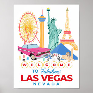 Póster Cartel de Bienvenida a la Fabulosa Las Vegas