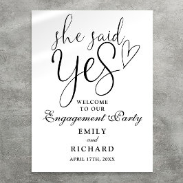 Póster Cartel de Bienvenida a la Fiesta de Compromiso Ell