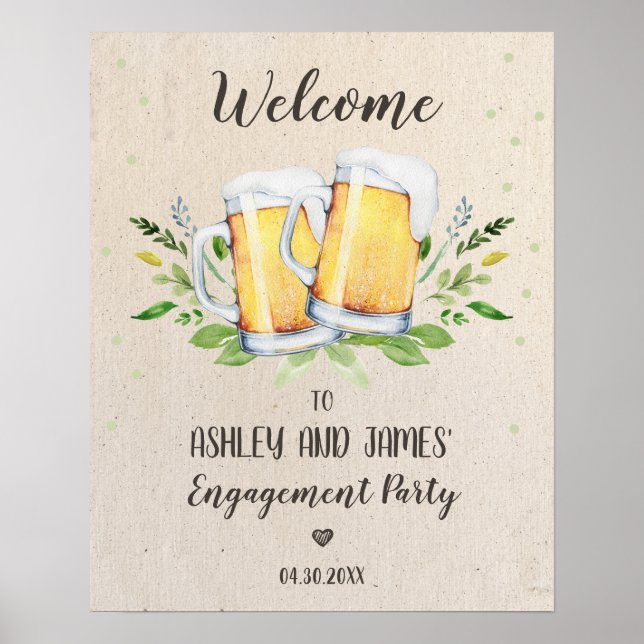 Póster Cartel de bienvenida a la fiesta de compromiso Lov (Frente)