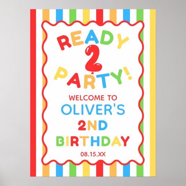 Póster Cartel de Bienvenida a la Fiesta de Cumpleaños 2 L (Frente)
