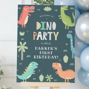 Póster Cartel de bienvenida a la fiesta de dinosaurios Di