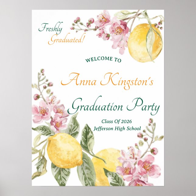 Póster Cartel de bienvenida a la fiesta de graduación rec (Frente)