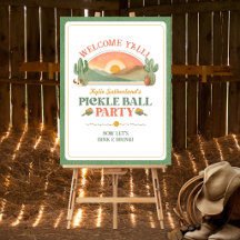 Cartel de bienvenida a la fiesta de pickleball al 