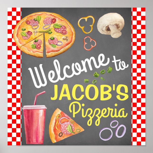 Póster Cartel de bienvenida a la fiesta de pizza (Frente)
