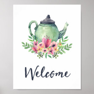 Póster Cartel de bienvenida a la fiesta de té de despedid