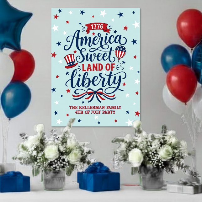 Póster Cartel de bienvenida a la fiesta del 4 de julio (4th Of July Party Welcome Sign)