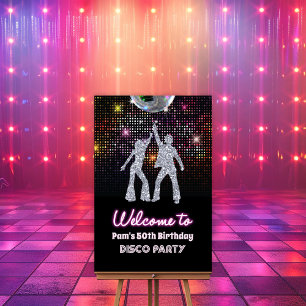 Póster Cartel de bienvenida a la fiesta disco retro de lo