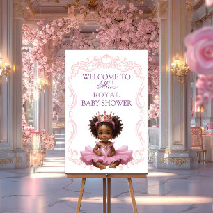 Póster Cartel de bienvenida a la princesa real afroameric
