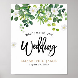 Póster Cartel de bienvenida a nuestra boda en el jardín b