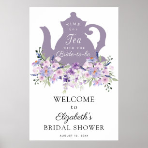 Póster Cartel de Bienvenida a Té Purpura para Despedida d