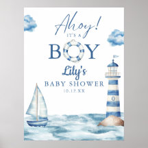 Cartel de bienvenida Ahoy es un niño Baby Shower