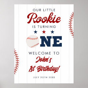 Póster Cartel de Bienvenida al 1er Cumpleaños de Béisbol 