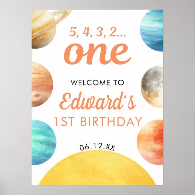 Póster Cartel de Bienvenida al 1er Cumpleaños de Espacio  (Frente)