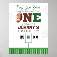 Cartel de bienvenida al 1er cumpleaños de fútbol