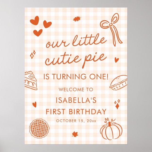 Póster Cartel de Bienvenida al 1er Cumpleaños de Un Peque (Frente)