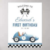 Cartel de bienvenida al 1er cumpleaños del coche d